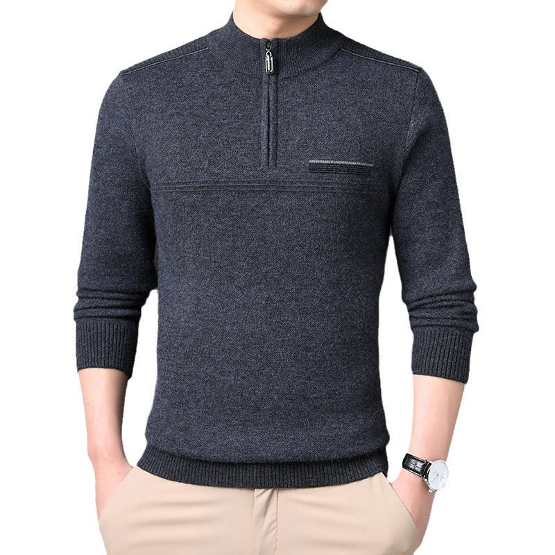 Herre Halv-rullekrave Lynlås Sweater Til Midaldrende Og Ældre Mænd