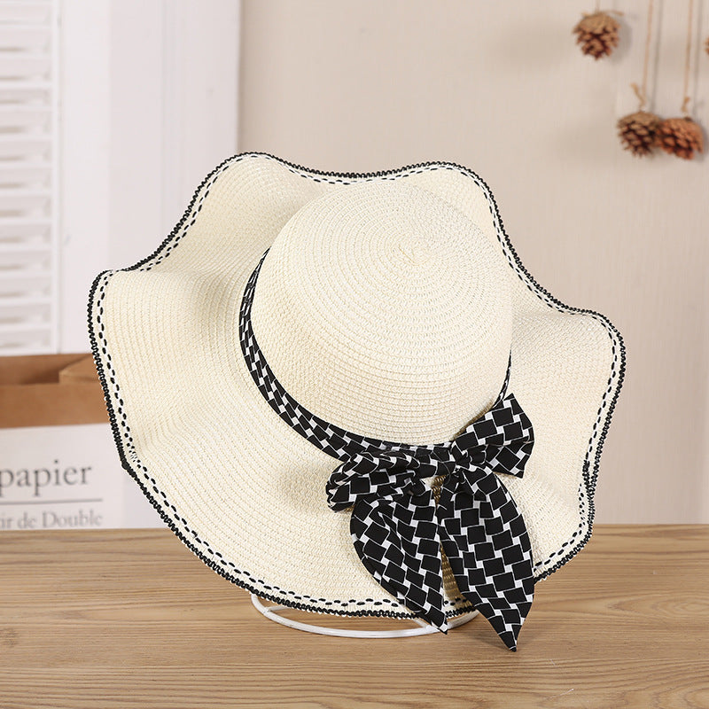 New Summer Women's Bow Knitting Straw Hat