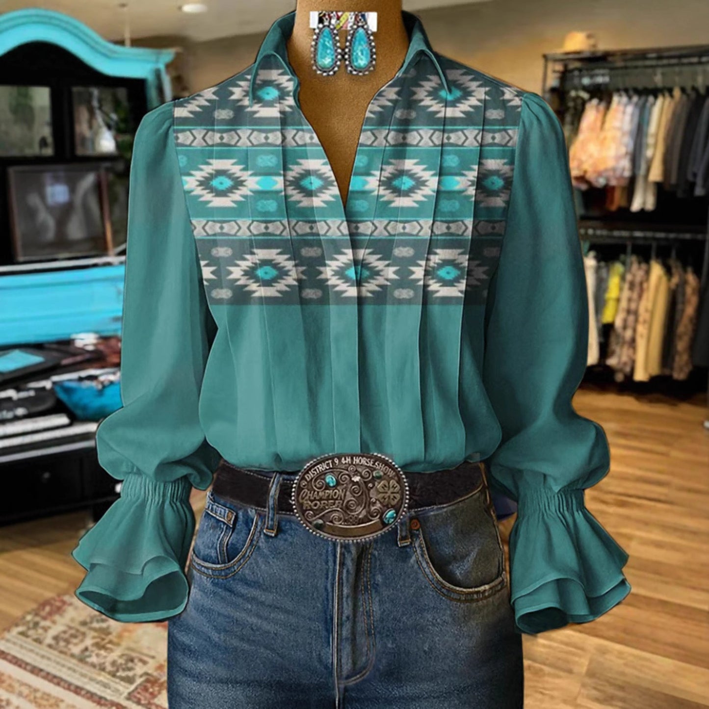 Women's 3D Digital Print Fashionable Casual Shirt