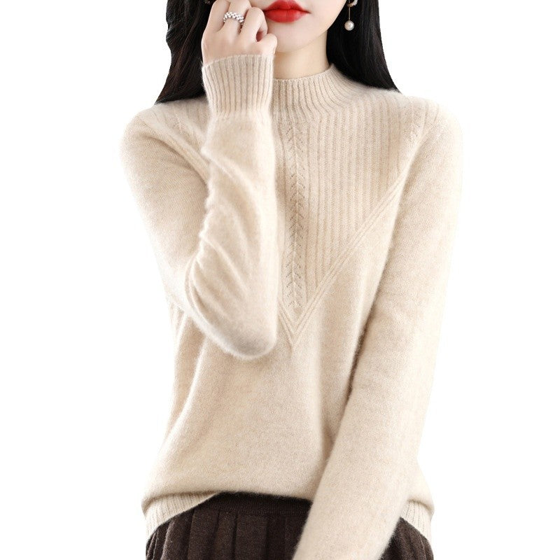 Front Line Færdiglavet Tøj Uld Halv Turtleneck Udhulet Sweater Underdel Top