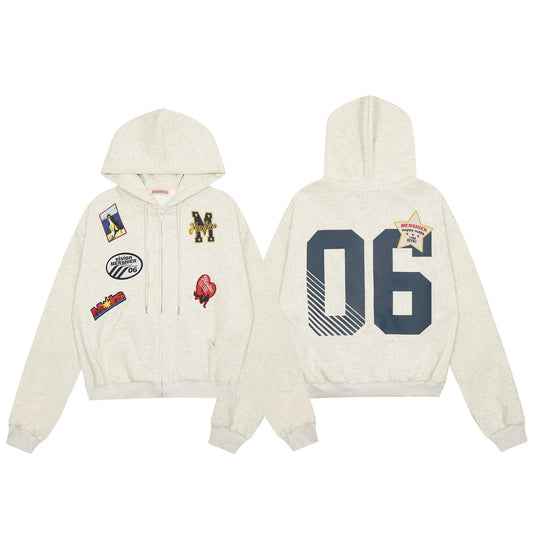 American Retro Hot Girl Loose Hooded Sweater Cardigan