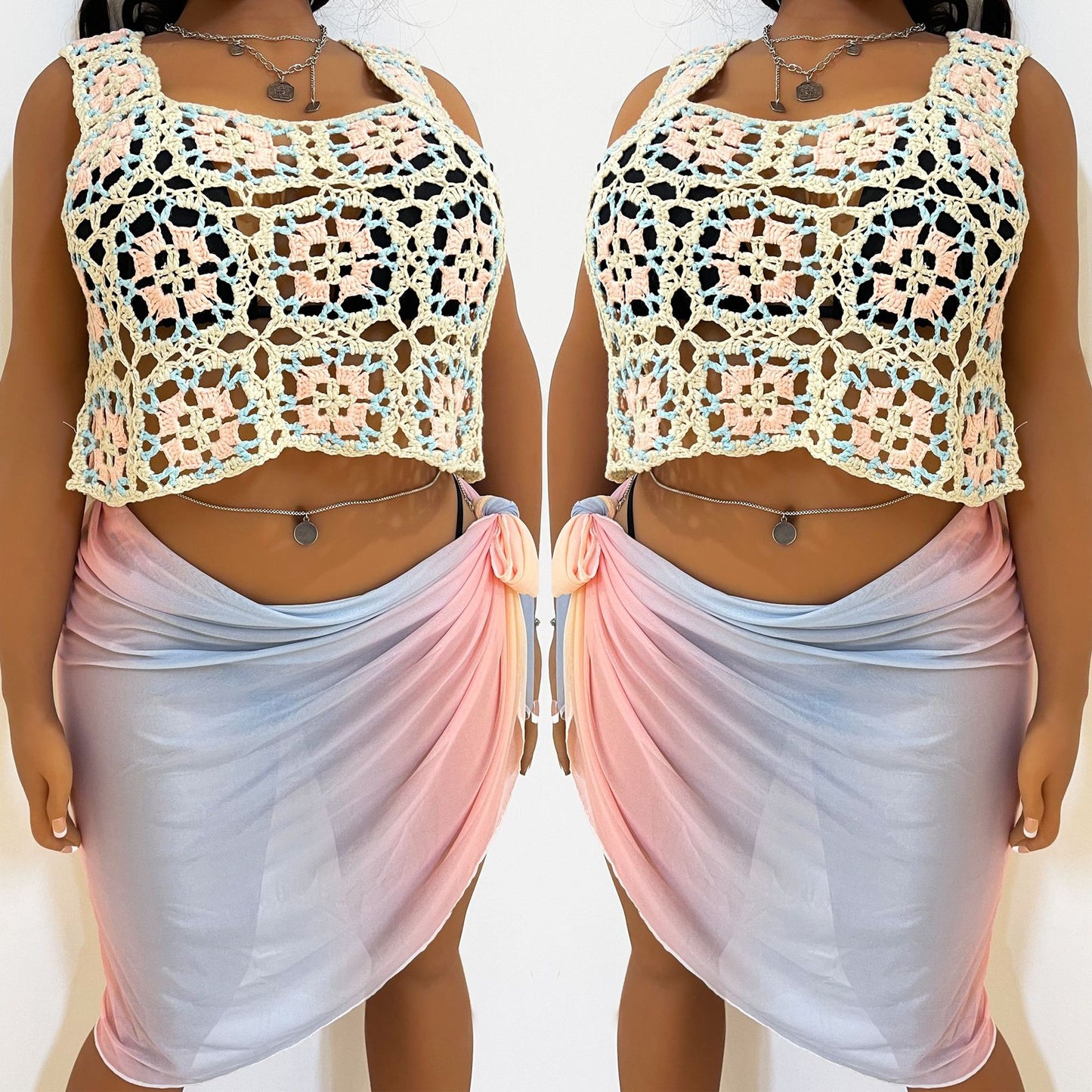 Cross-border Plus-size Ethnic Style Hand-cropped Short Halter Top