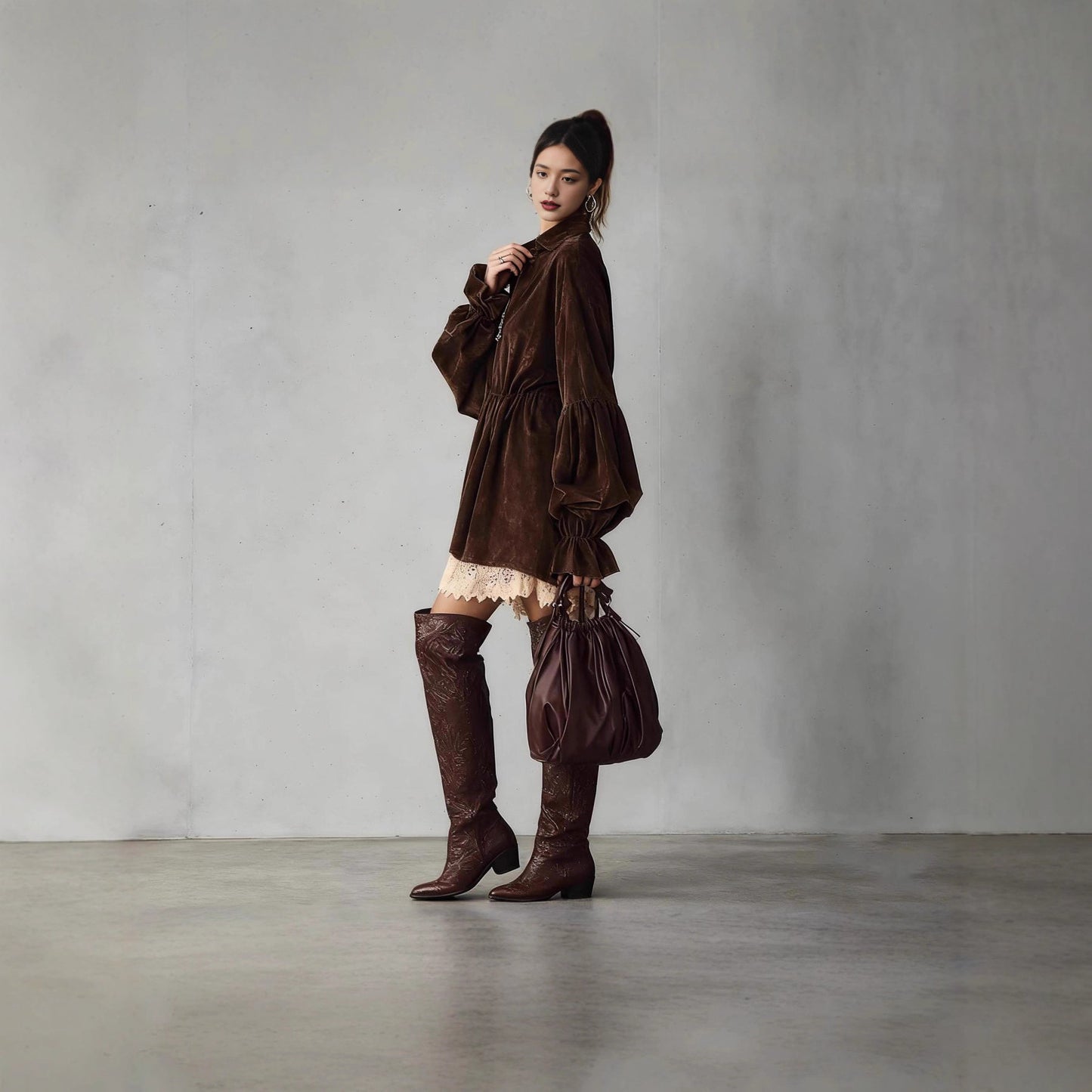 Womens Fashionable Loose Lace Patchwork Dress