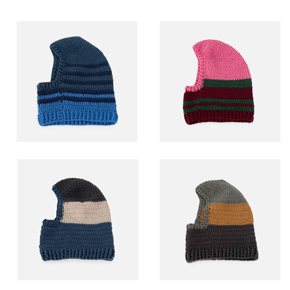 Bib Knitted Striped Woolen Pullover Hat