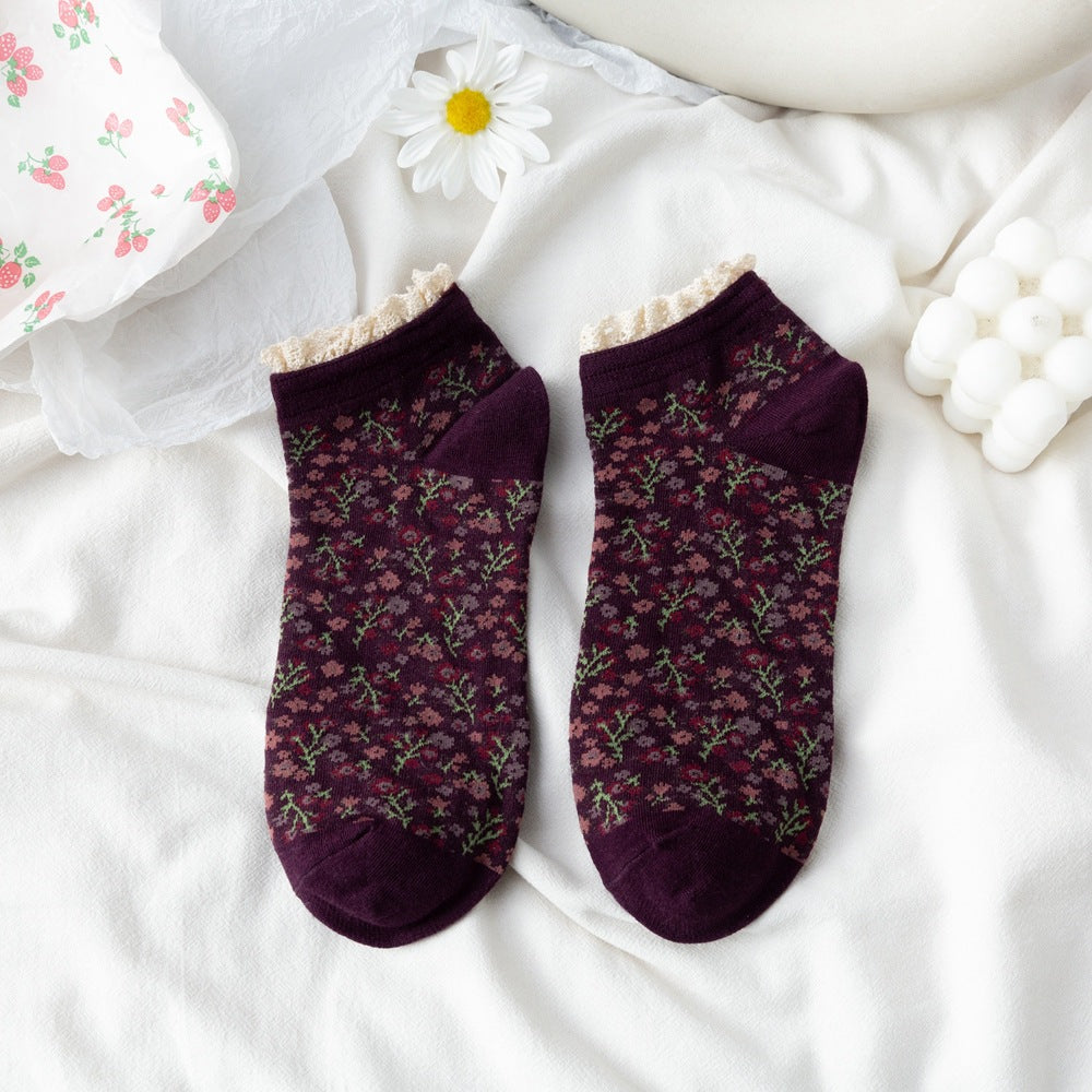 Women's Spring And Summer Lace Boat Socks