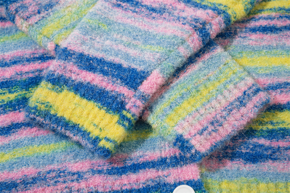 Autumn And Winter Men's Striped Cardigan Sweater