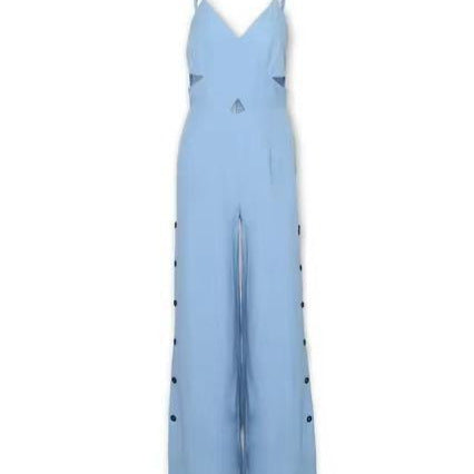 Ærmeløs udskåret camisole jumpsuit med høj talje og i ensfarvet slim-fit