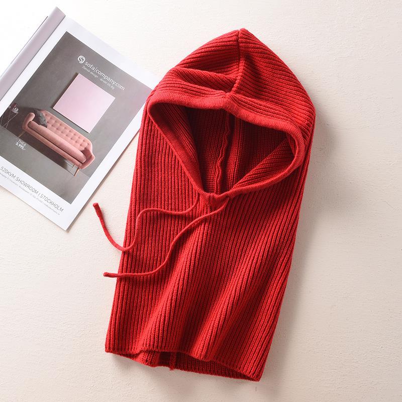 Women's Solid Color Cashmere Sweater Hat And Scarf In One