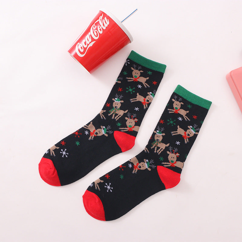 Santa Claus Elk Snowman Medium Tube Socks