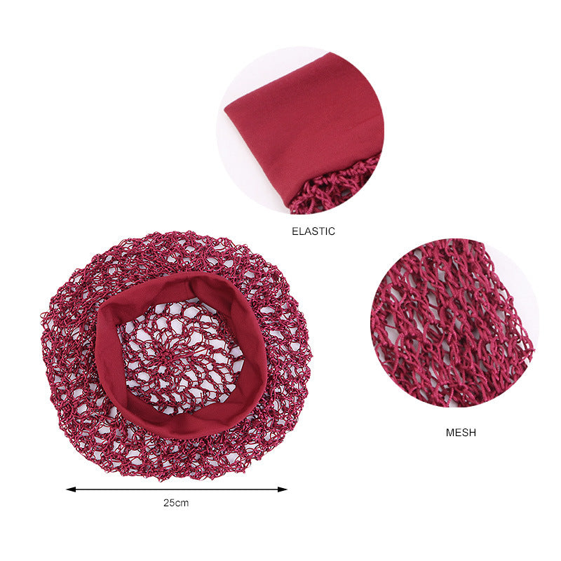 Elastic Wide-brimmed Hair Net Head Cover Hand Crocheted Hair Net
