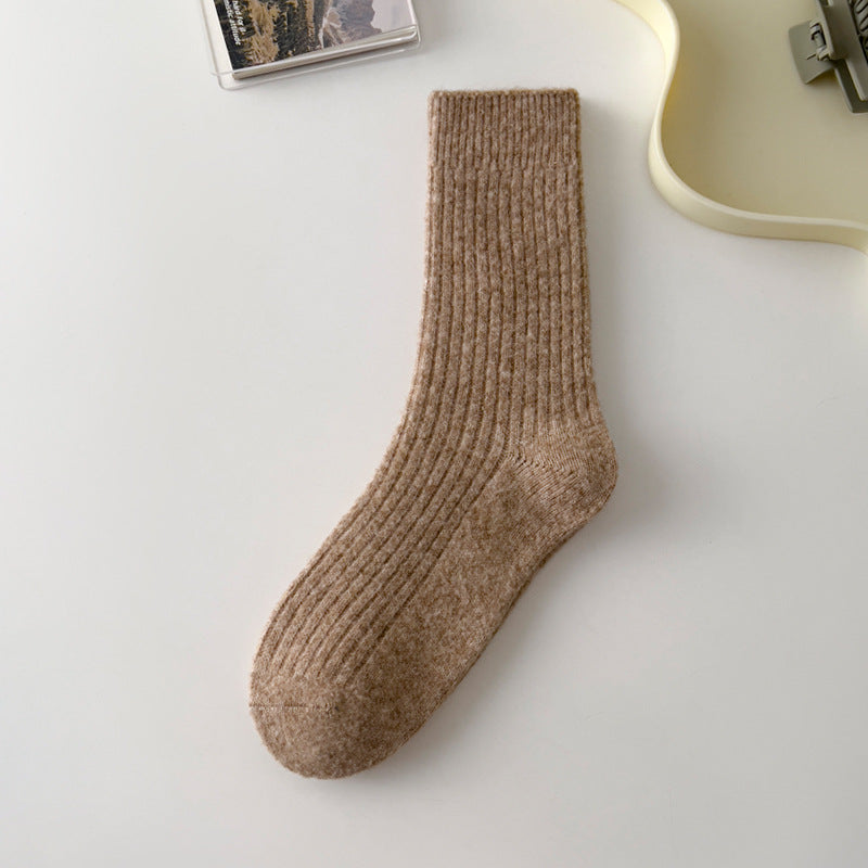 Thick Solid-color Warm Wool Mid-calf Socks