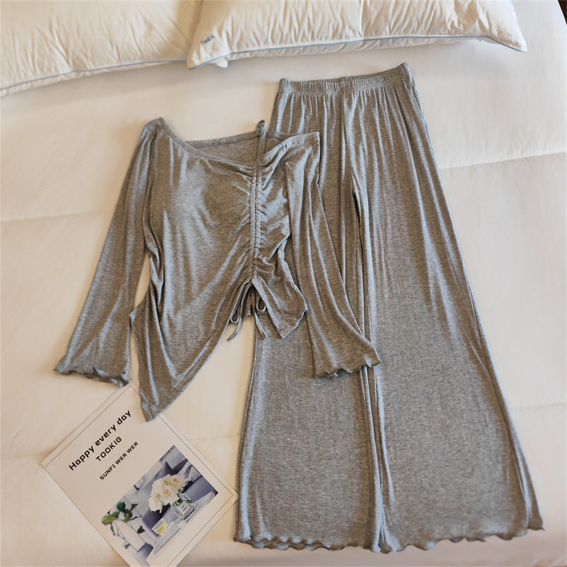 Womens Springautumn Long-sleeve Lightweight Pajama Set