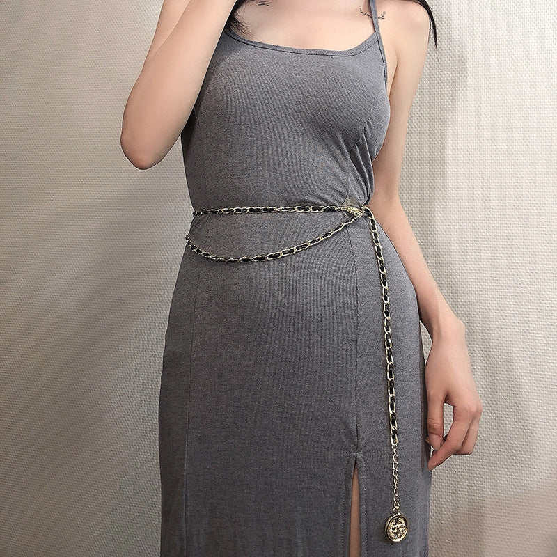 Fashion Metal Stitching Tassel Waist Chain
