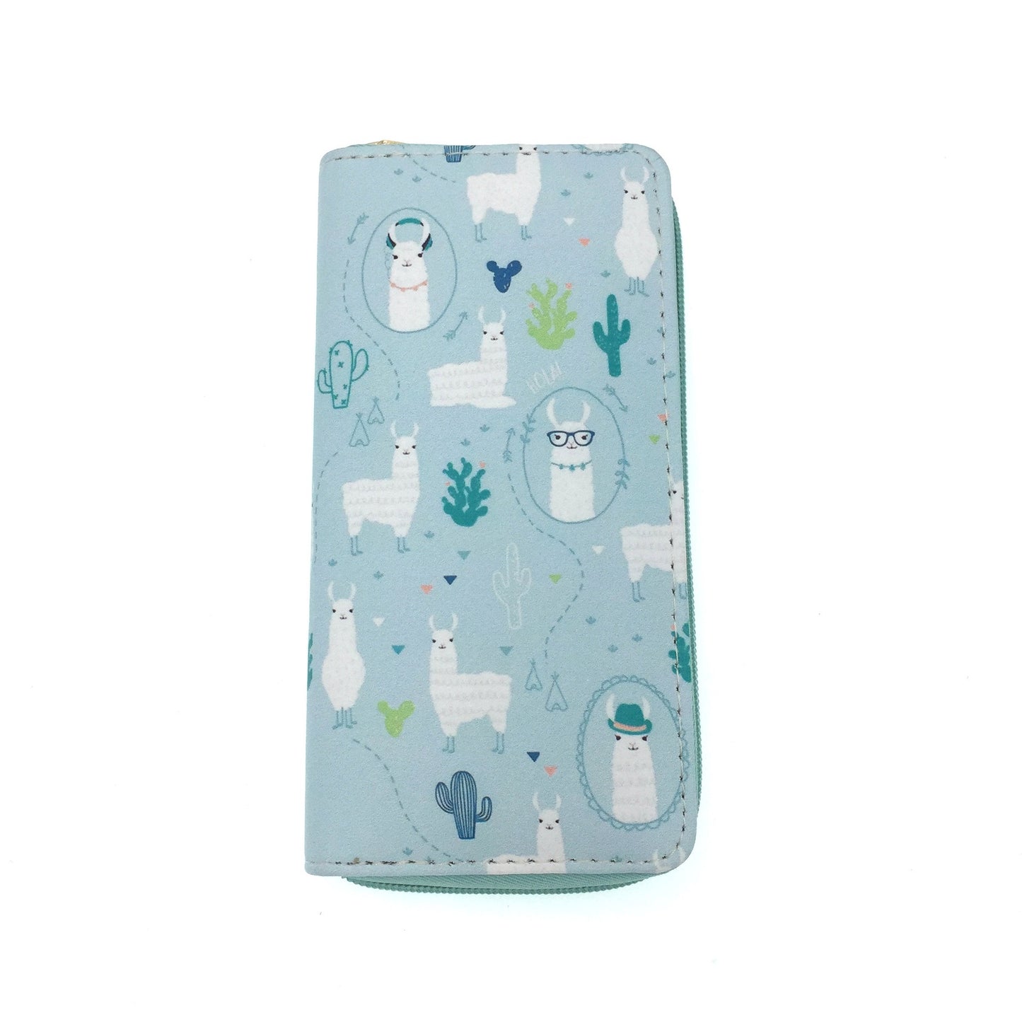European And American Style Cactus Alpaca PU Wallet Women Student Long Zipper Bag