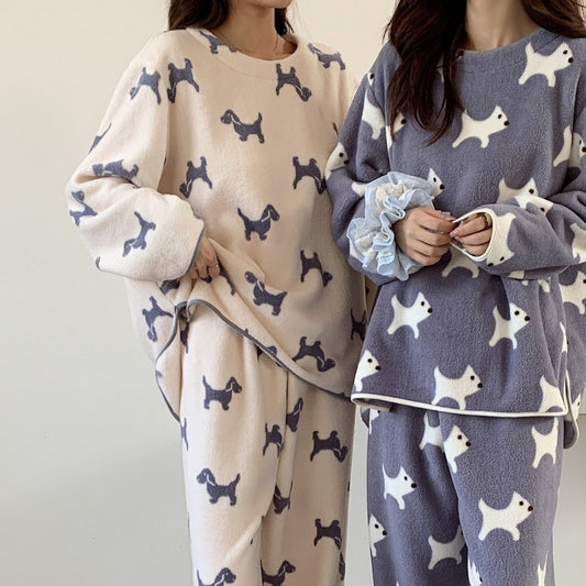 Home Wear Suit Female Cloud Can Be Worn Outside Plus Velvet Thickening