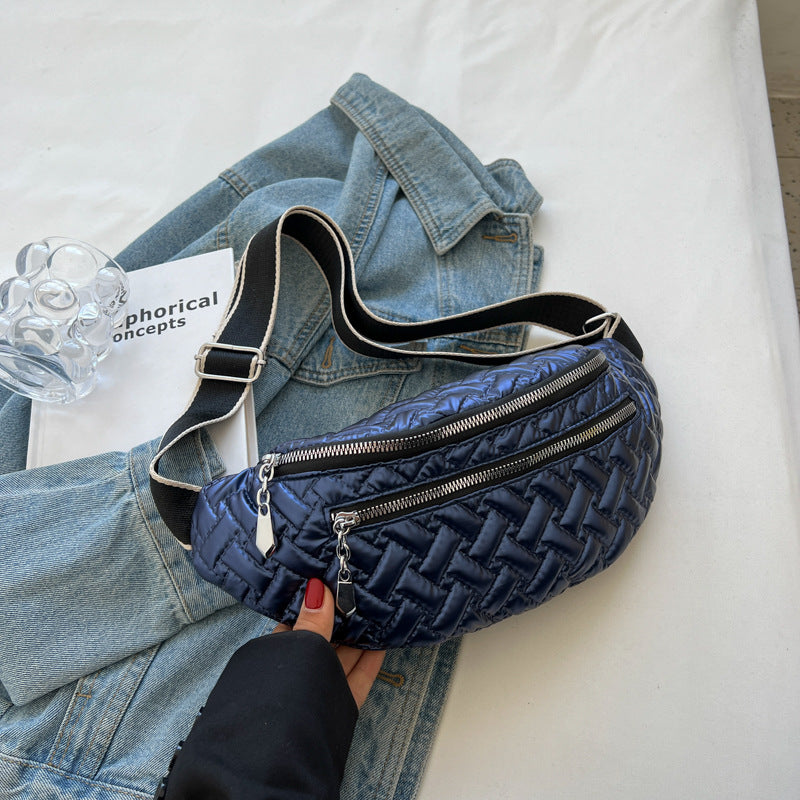 Glossy Cotton-padded Clothes Slanted Chest Bag Fashion Simple Commuter