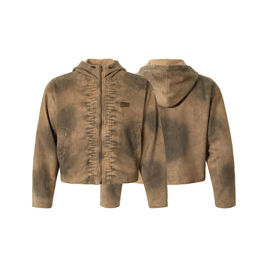 Spray Painting Old Dirty Hooded Coat Trendy Punk Beggar Style