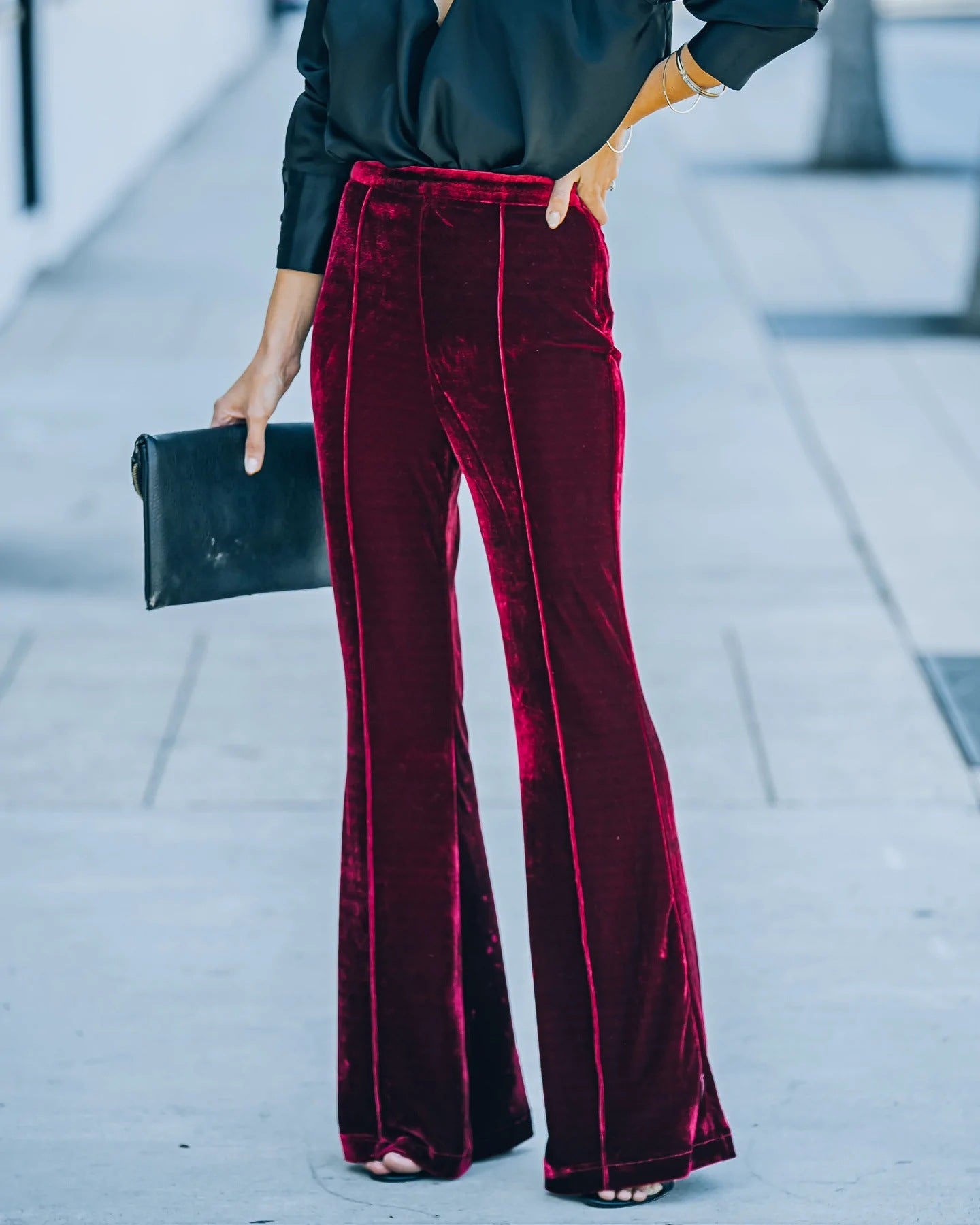 Autumn And Winter Women's Gold Velvet High Waist Casual Pants