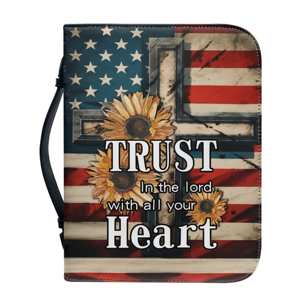 Portable Printing Book Protection Storage Holy Book Cross Sunflower Handbag