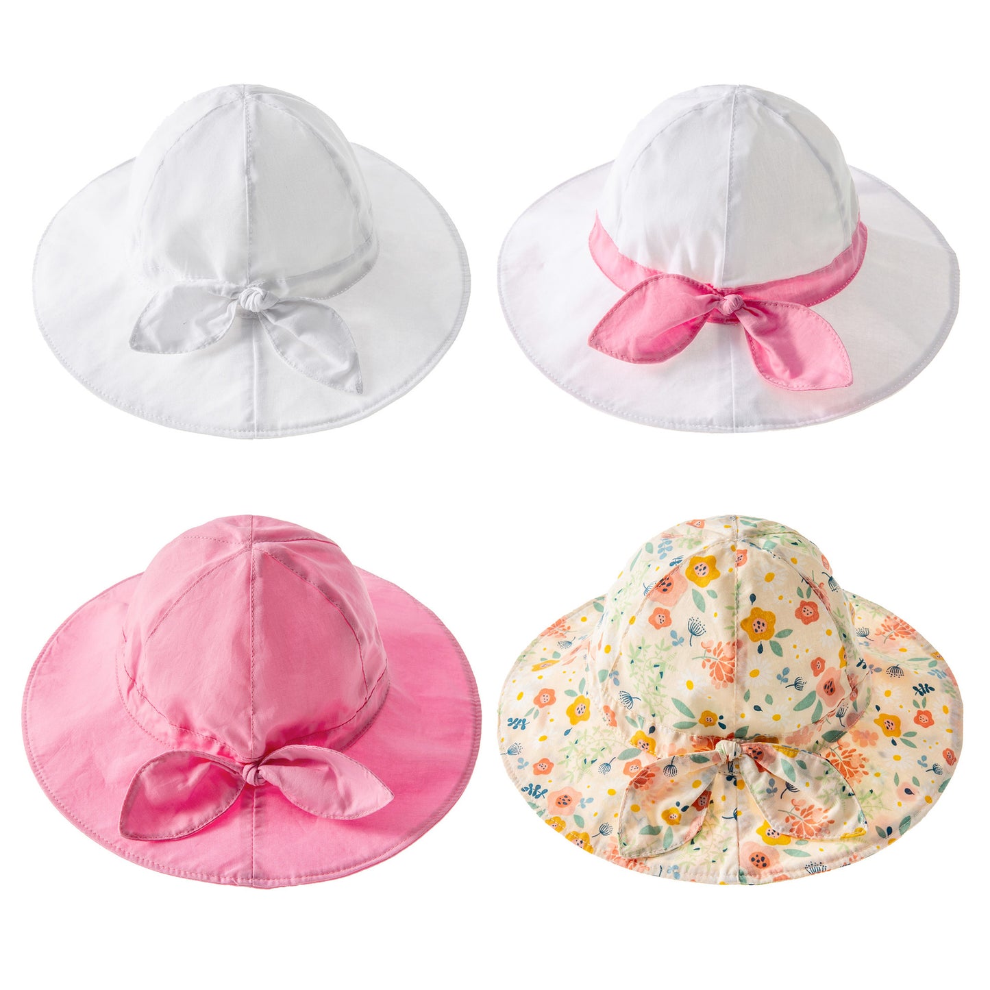 Solid Color Bow Breathable Male And Female Baby Sun Hat