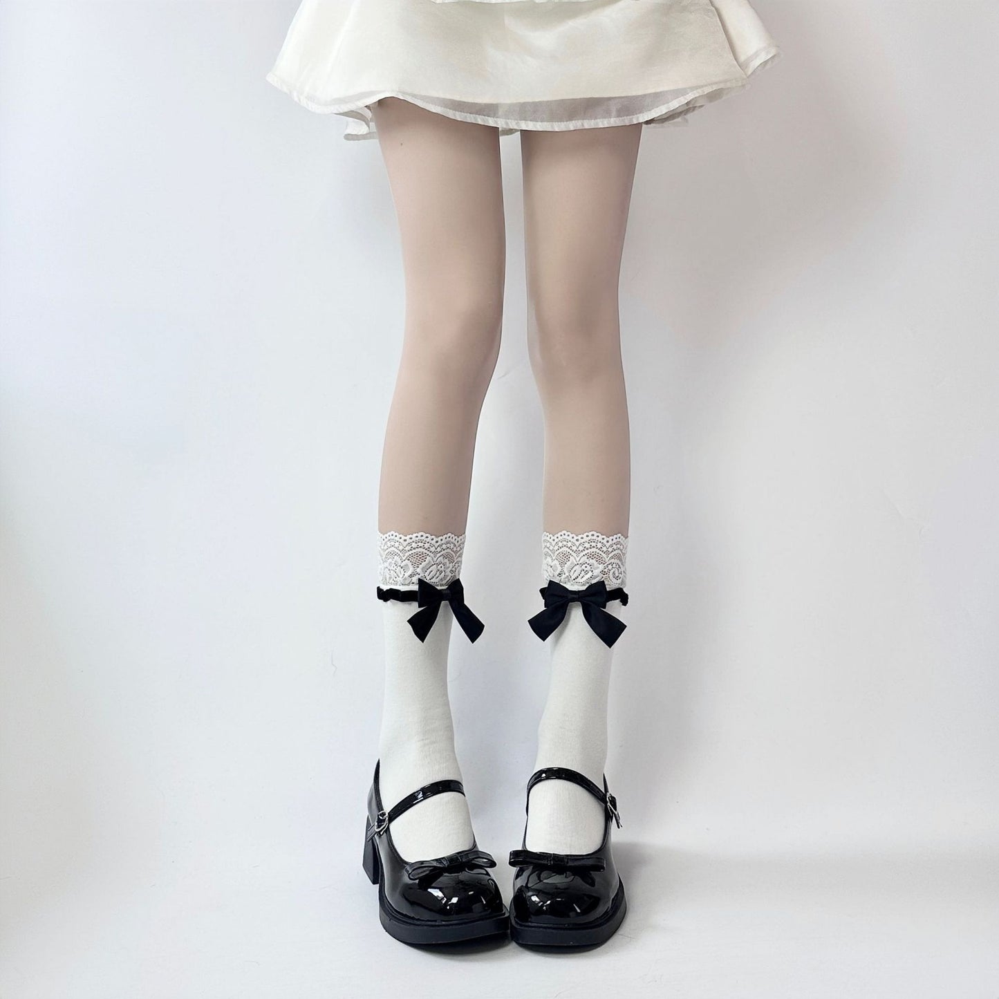 Japanese Jk Bowknot Sweet Lace Lolita Socks Mid-calf