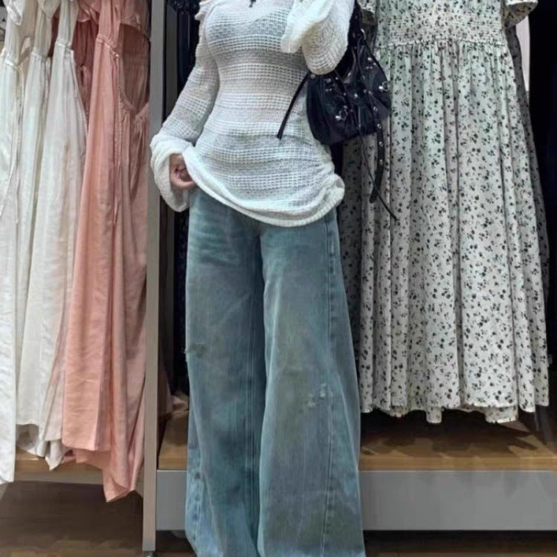 Løstsiddende Strikket Off-shoulder Top til Kvinder
