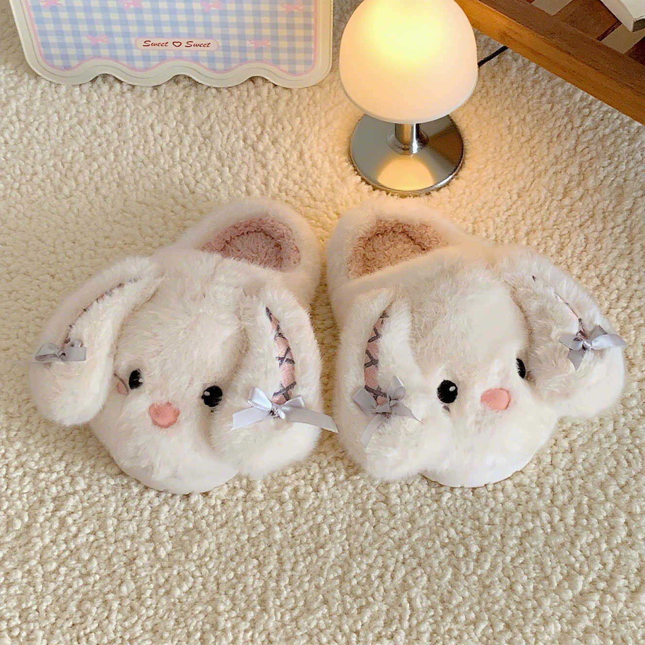 Rabbit Cotton Slippers Female Winter Girl Heart Lolita Style
