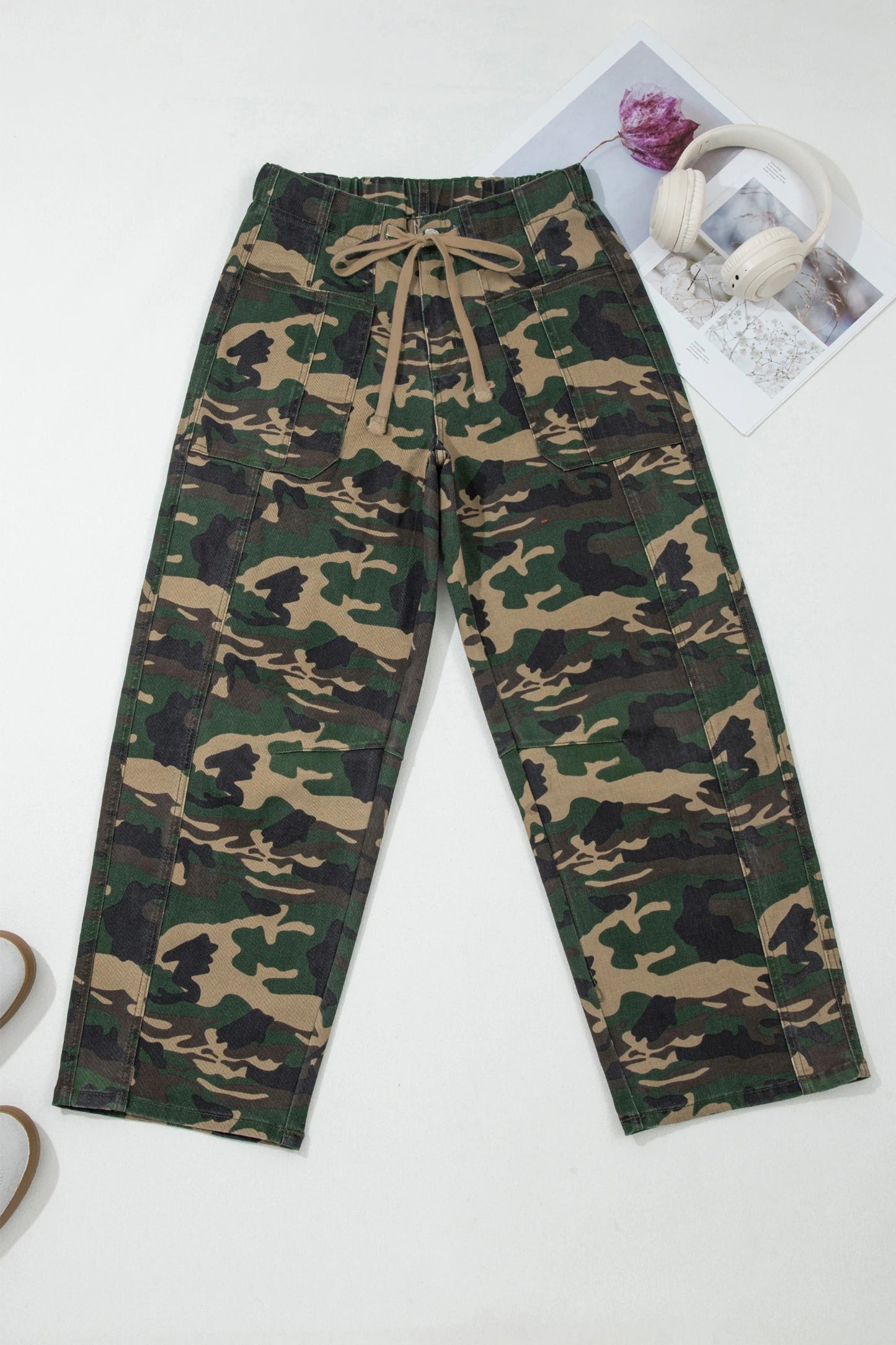 Women's Casual American-Style Retro Camouflage Pants With Multiple Pockets