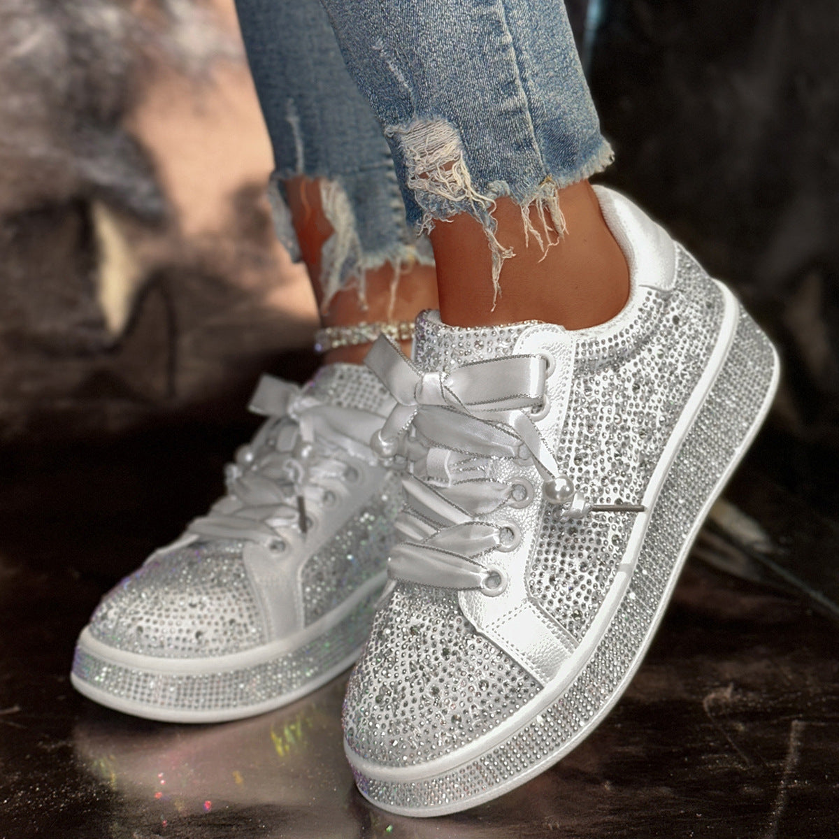 European Goods Plus Size Starry Rhinestone Casual Women's Shoes