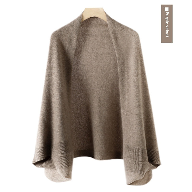 Women's Cashmere Shawl Knitting Cape Dual Purpose Scarf