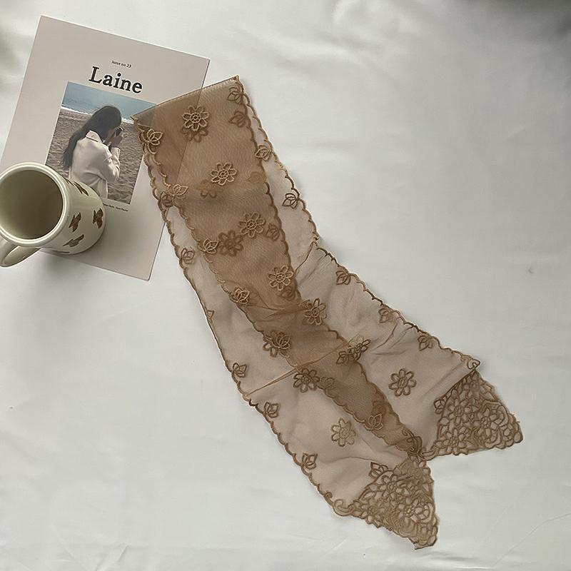 Streamer Small Scarf Embroidered Lace Tie Head Silk Scarf Hairband