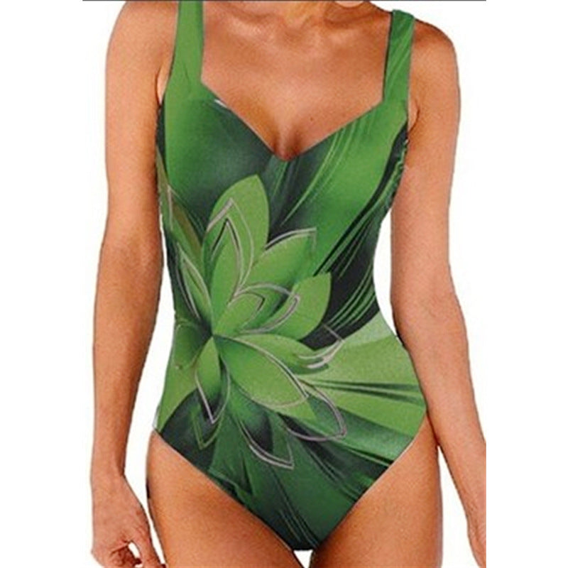 Women's Fashion Casual One Piece Printed Swimsuit