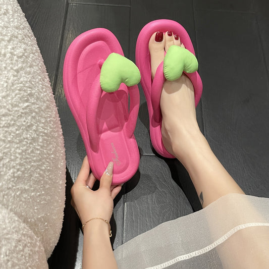 Step On Shit Touching Flip Flops Women Wear Candy Color Outside In Summer