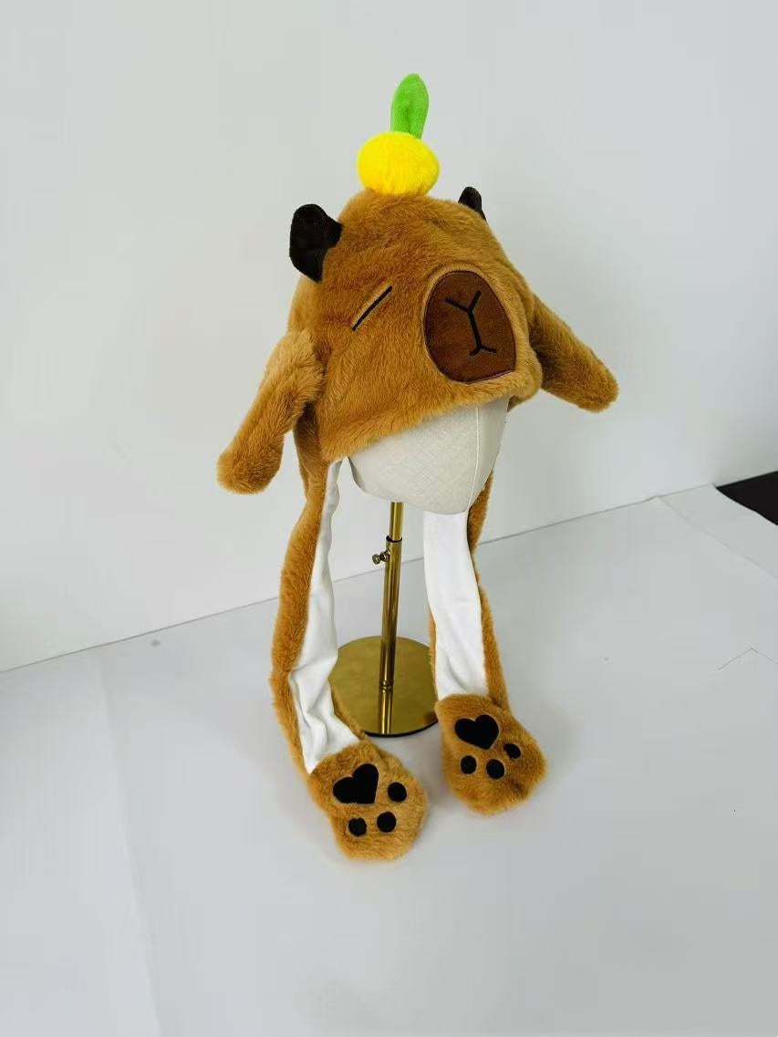 Cartoon Warm Performance Hat With Moving Ears