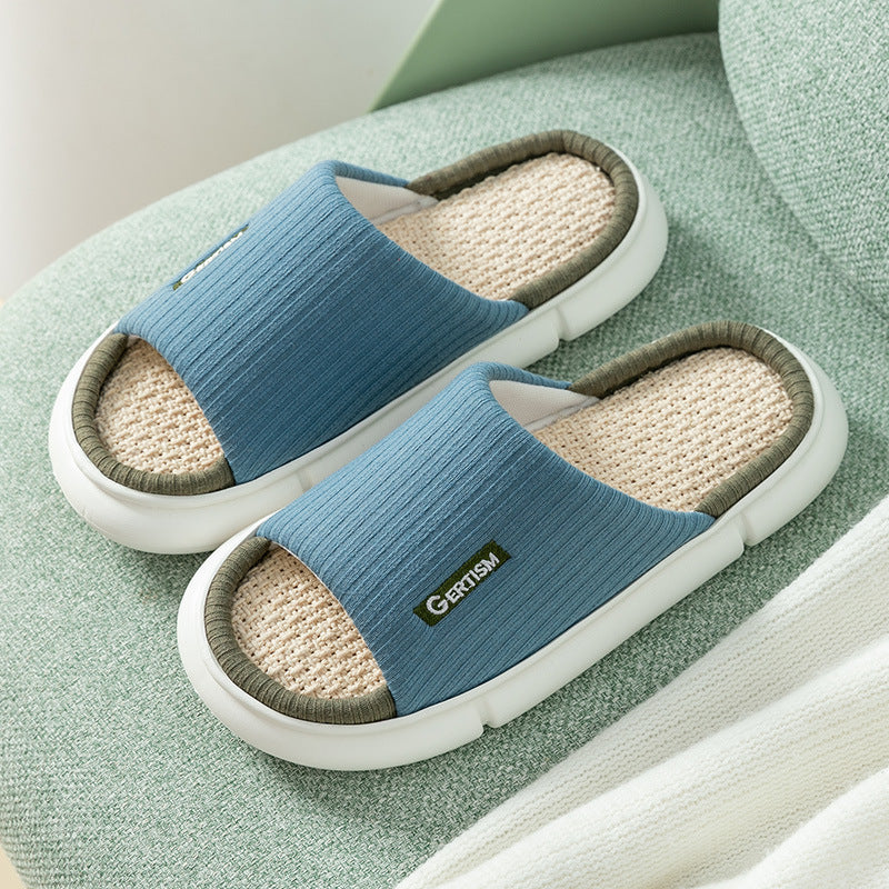 Thick Bottom Simple Linen Sandals And Slippers