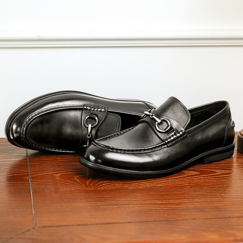 Business Casual Første Lag Ko Skind Blød Bund Dovne Herresko