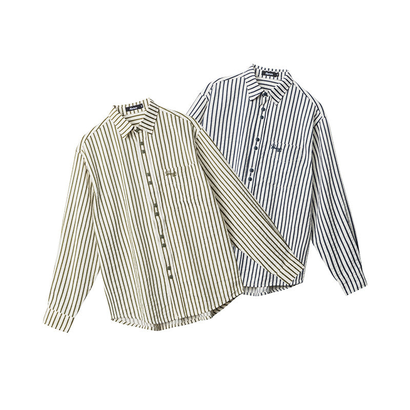 European And American Striped Shirt Women's Autumn Winter Retro Fashion