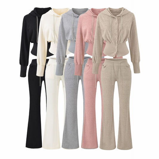 With Beaded Chains Flared Casual Trousers