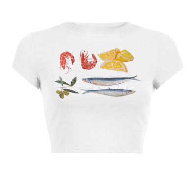 Round Neck Pullover Short Sleeve Letter Printed Navel T-shirt