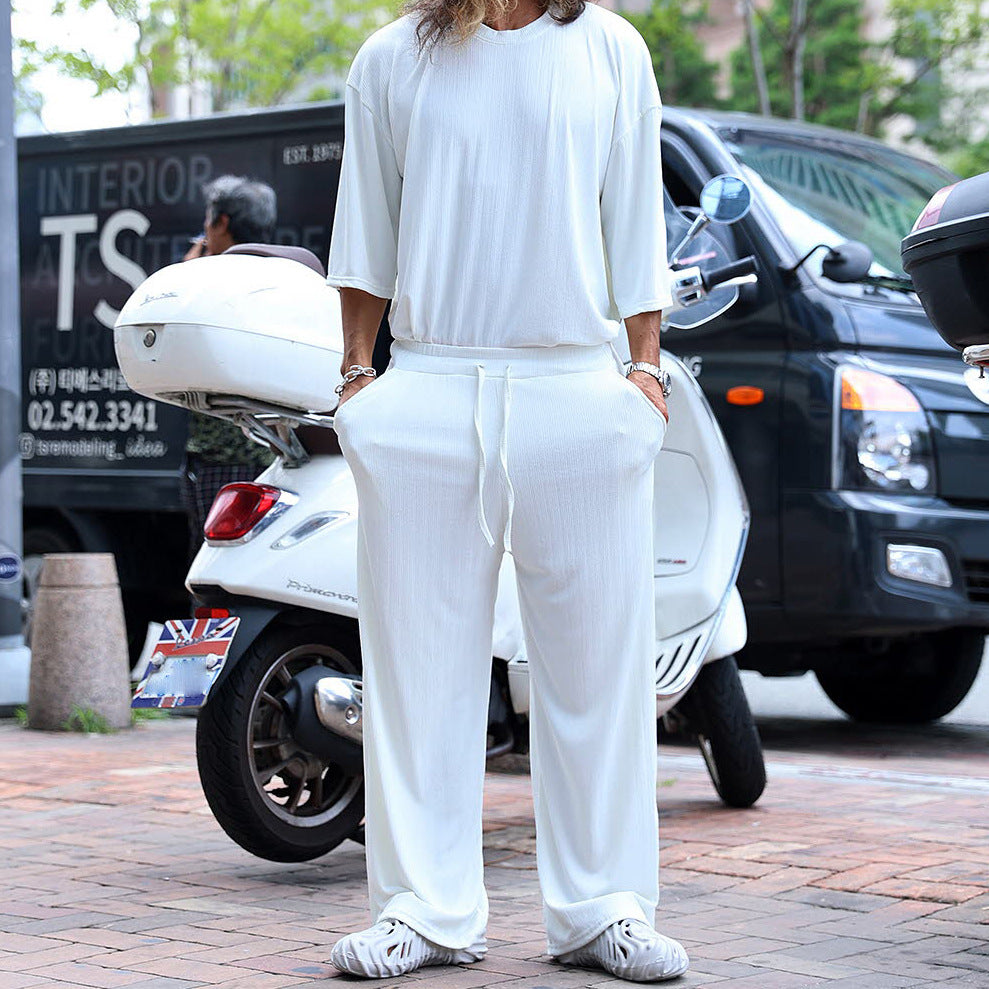 Men's Autumn Casual Long Sleeve Pants Knitting Suit