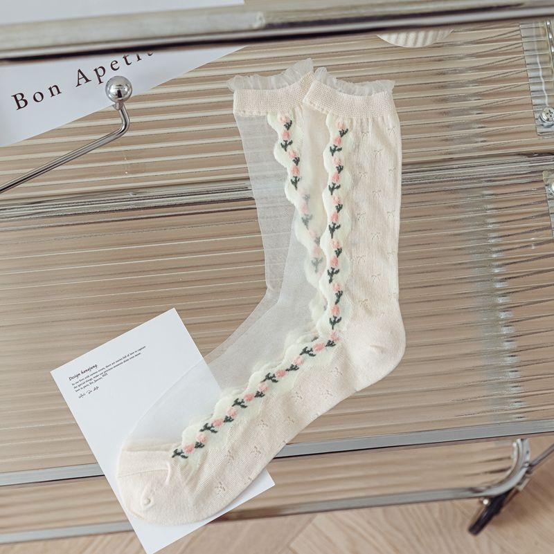 Tulip Fairy Wind Transparent Crystal Glass Silk Women's Socks