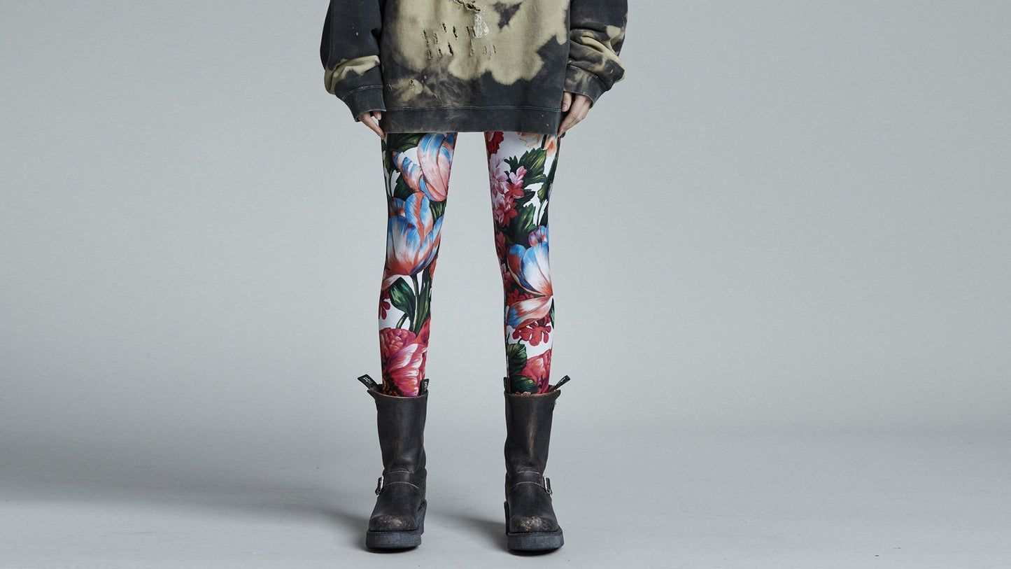 Retro Floral Butterfly Print Casual Skirted Legging Pants
