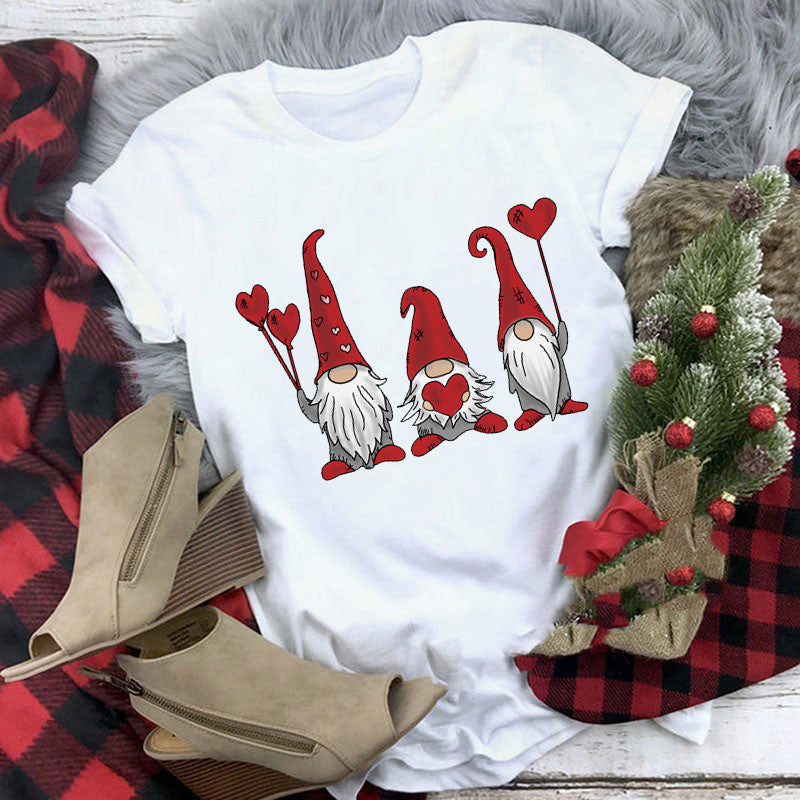 Christmas T-shirt Women's Summer Plus Size With Short Sleeves