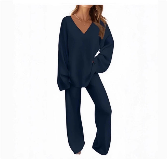 Loose Leisure Pullover Long Sleeve Two-piece Sweater