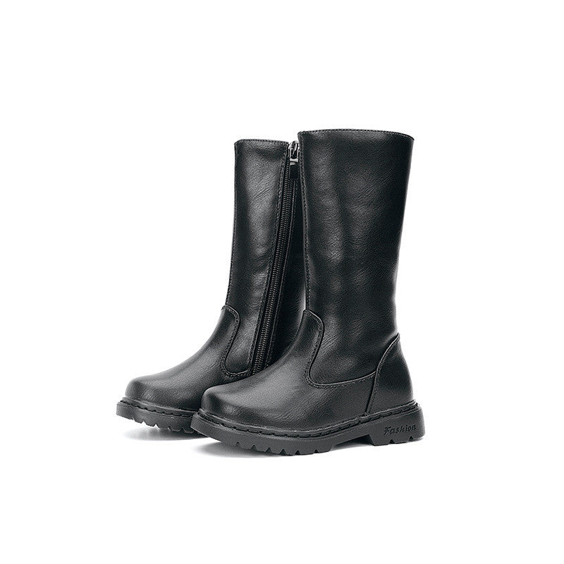 Autumn And Winter New Children's Shoes Solid Color Long Bootsgirls Fashion Single Boots