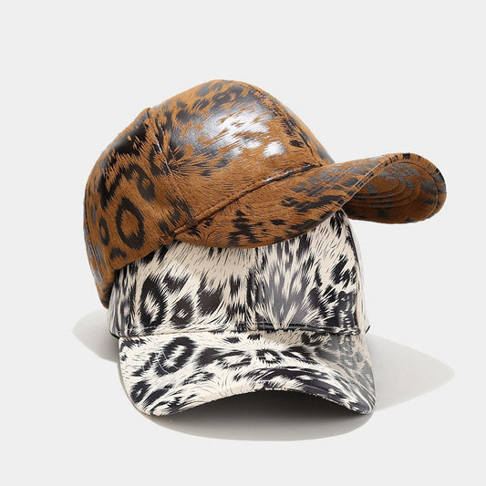 Leopard Pattern Leather Baseball Cap Autumn And Winter