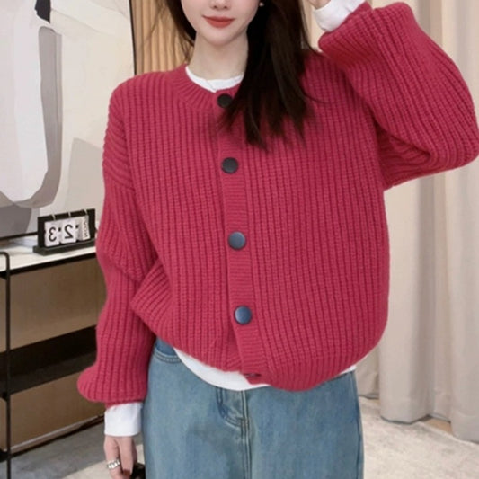 Lazy And Loose Figure Flattering Knit Cardigan Sweater