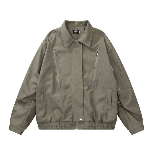 American Retro Motorcycle Clothing Leather Coat