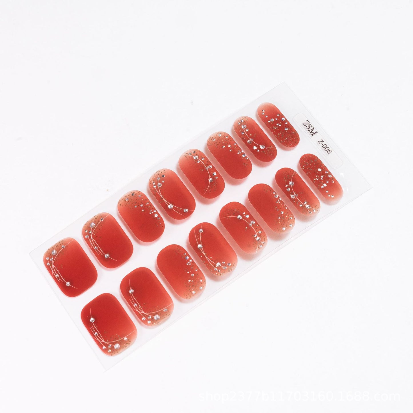 16 Finger Diamond Nail Sticker 3D Waterproof