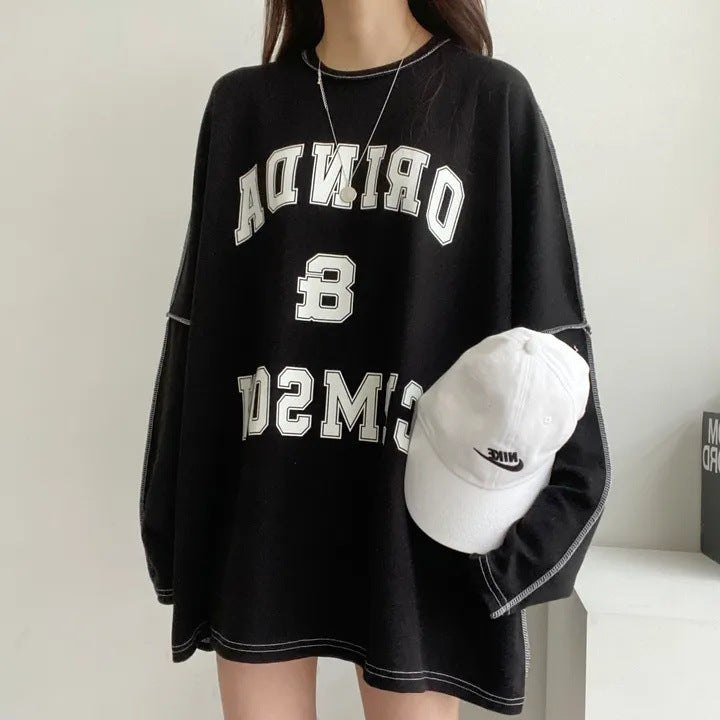 Design Sense Stitching Thickening Plus Size Top Korean Style Fleece-lined Sweater